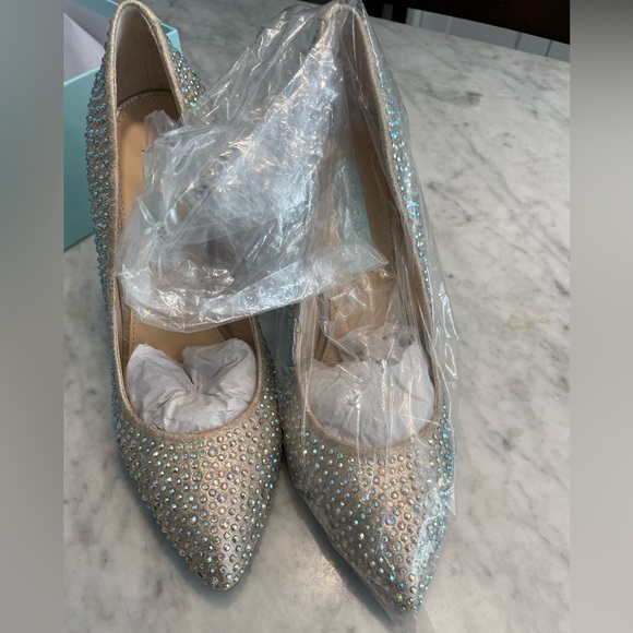 Betsy Johnson Crystal Studded Gold Shoes - Picture 5 of 8